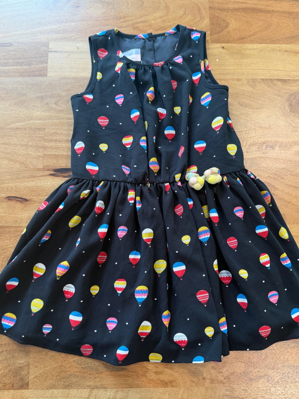 Pippa & Julie Black Dress with Multicolor Hot Air Balloon Print Size 5